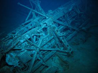 Aircraft catapult on seabed